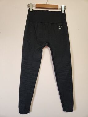 Gymshark Energy+ Seamless Leggings Black/Dark Marl High Waist Squat-Proof Size M